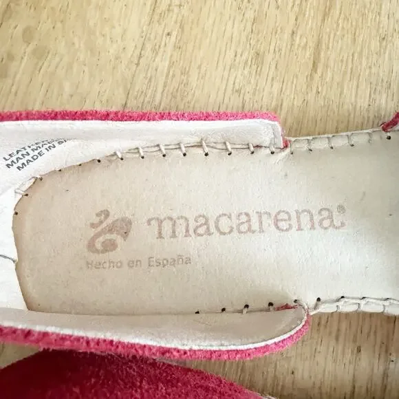Macarena Womens Red Espadrilles Flats Suede Leather Shoes Sz 9/40 Made in Spain - Picture 4 of 9